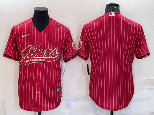 Men's San Francisco 49ers Blank Red With Patch Cool Base Stitched Baseball Jersey